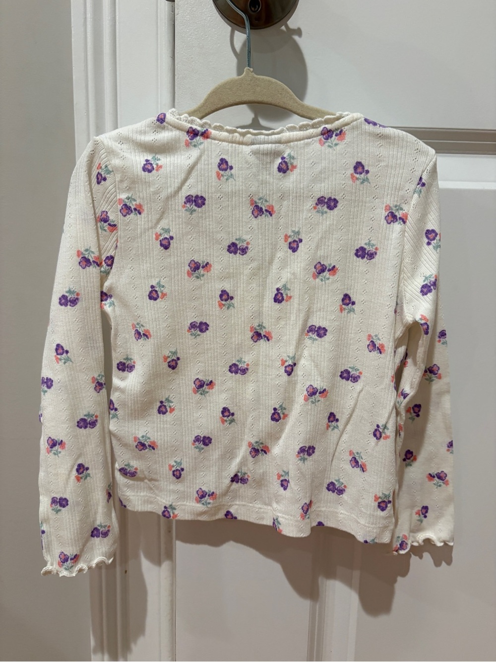 Old Navy Cream Cardigan with Pink & Purple Floral Print - Picture 4 of 4